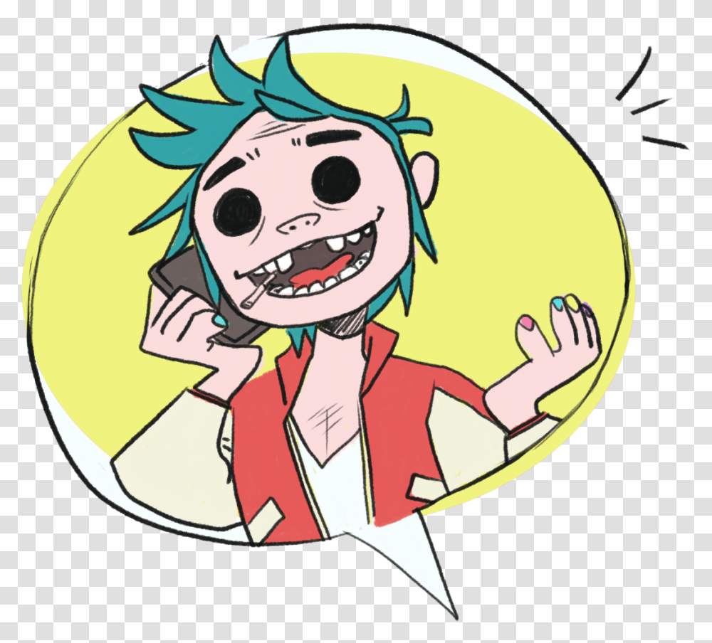 Julien Tried To Draw Murdocgorillaz And Ended Up With Cartoon, Face, Label, Doodle Transparent Png
