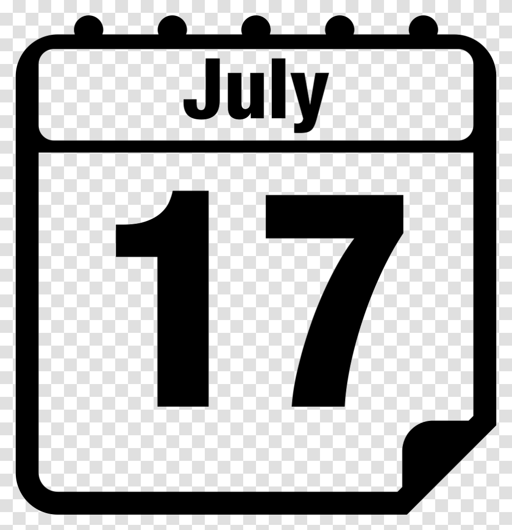 July Calendar, Number Transparent Png