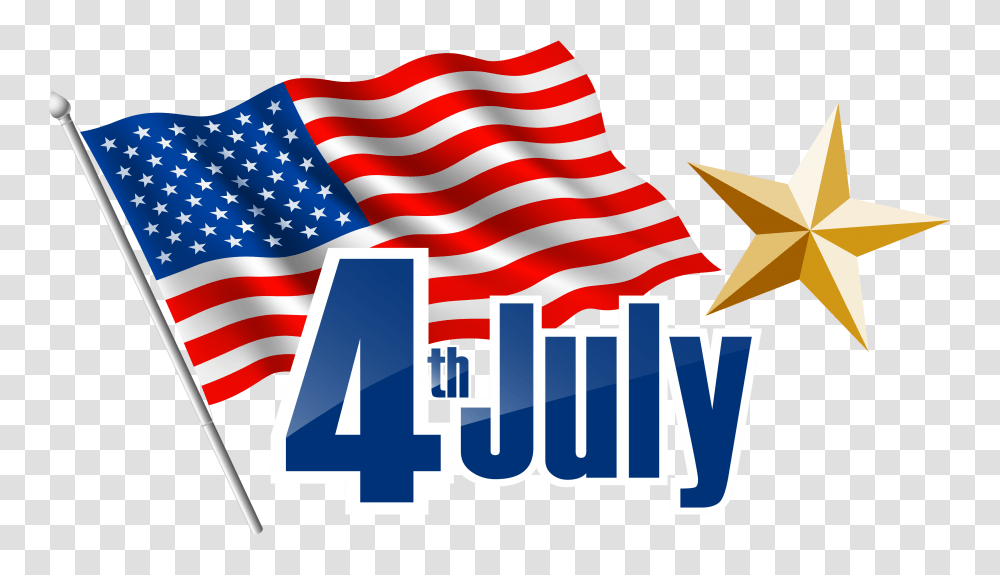 July Clip Art Image, Flag, American Flag, Star Symbol Transparent Png
