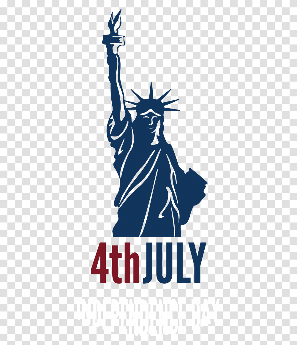 July Independence Day With Statue Of Liberty Image, Sculpture, Poster, Advertisement Transparent Png