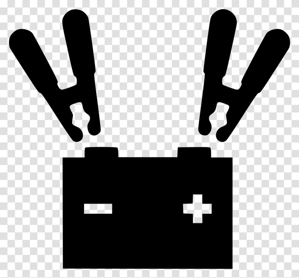 Jumper Cables With Battery Jumper Cables Icon, Stencil, First Aid, Hand, Silhouette Transparent Png