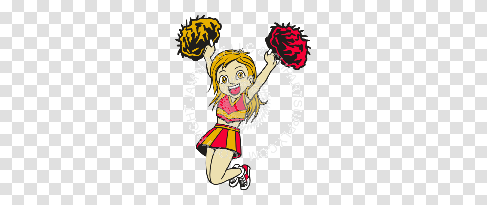 Jumping Cheerleader With Pompoms In Color, Costume, Leisure Activities, Face Transparent Png