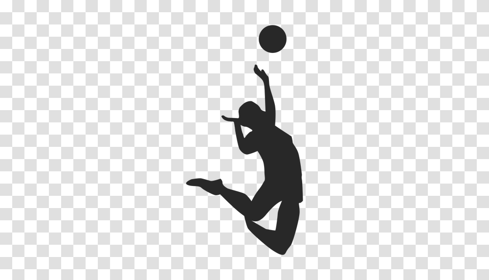 Jumping Spike Volleyball Silhouette, Person, Human, Kneeling Transparent Png