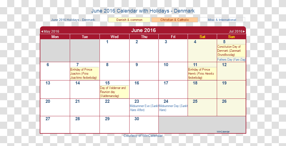 June 2016 Calendar With Dnk Holidays Calendario 2020 Peru Con Feriados, Monitor, Screen, Electronics Transparent Png