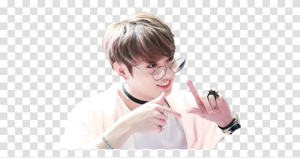 Jungkook Bts Wearing Glasses, Person, Human, Finger, Accessories Transparent Png