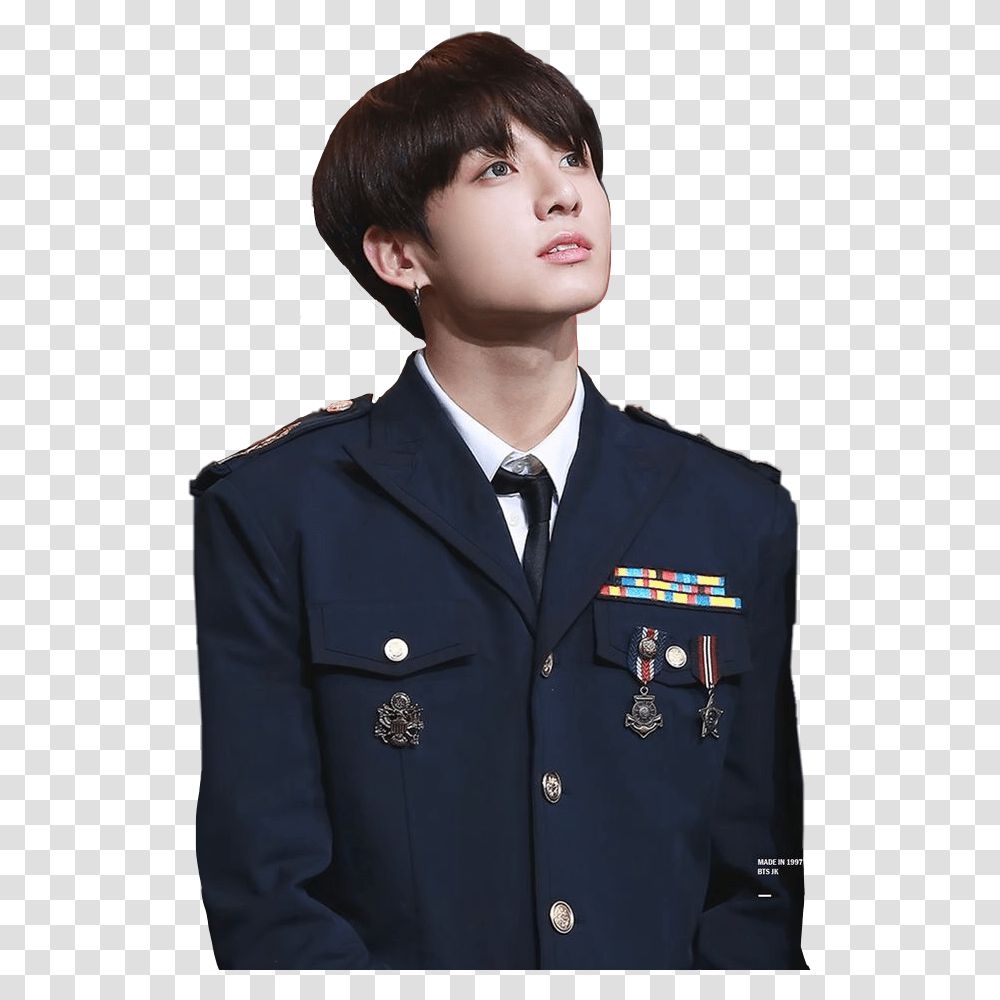 Jungkook, Person, Tie, Military, Military Uniform Transparent Png