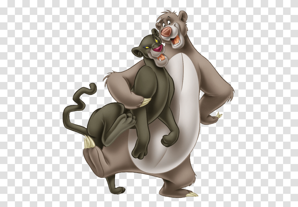 Jungle Book 2016 Clipart Black And White Image Disney Baloo And Bagheera, Animal, Mammal, Wildlife, Toy Transparent Png
