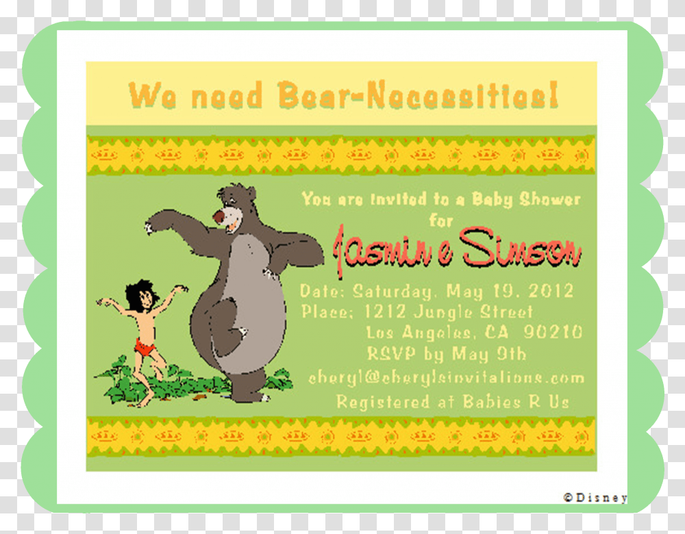 Jungle Book Baby Shower Invitations Transparent Png