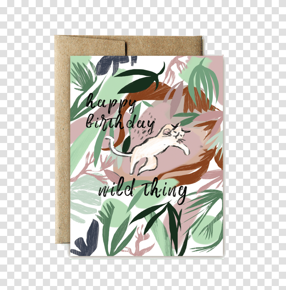 Jungle Cat Birthday Card, Label, Bird Transparent Png