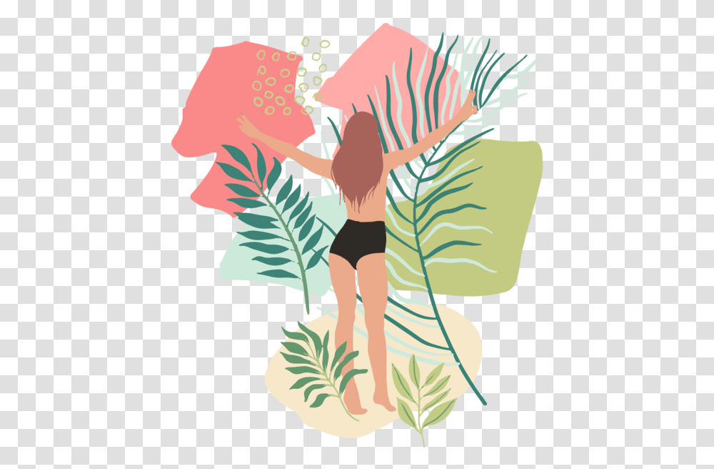 Jungle Girls Plant Vector Tropics Splashes And Design Illustration, Person, Flower, Outdoors Transparent Png