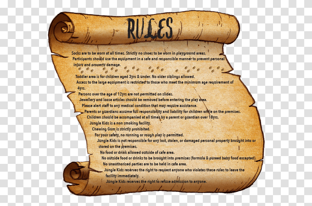 Jungle Kids Rules Black And White Scroll Of Rules Transparent Png