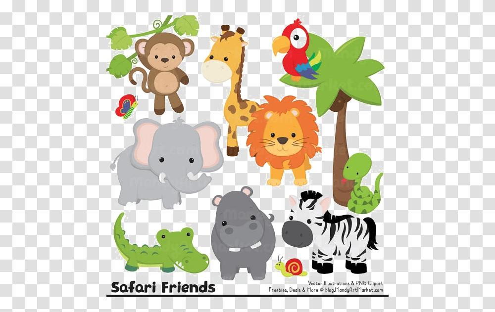 Jungle Safari Pic Vector Clipart Psd Cute Safari Cute Safari Animals Clipart, Doodle, Drawing, Graphics, Photography Transparent Png