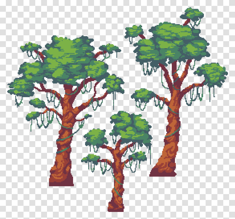 Jungle Tree Pixel Art Tree 2d, Plant, Vegetation, Cross, Nature Transparent Png