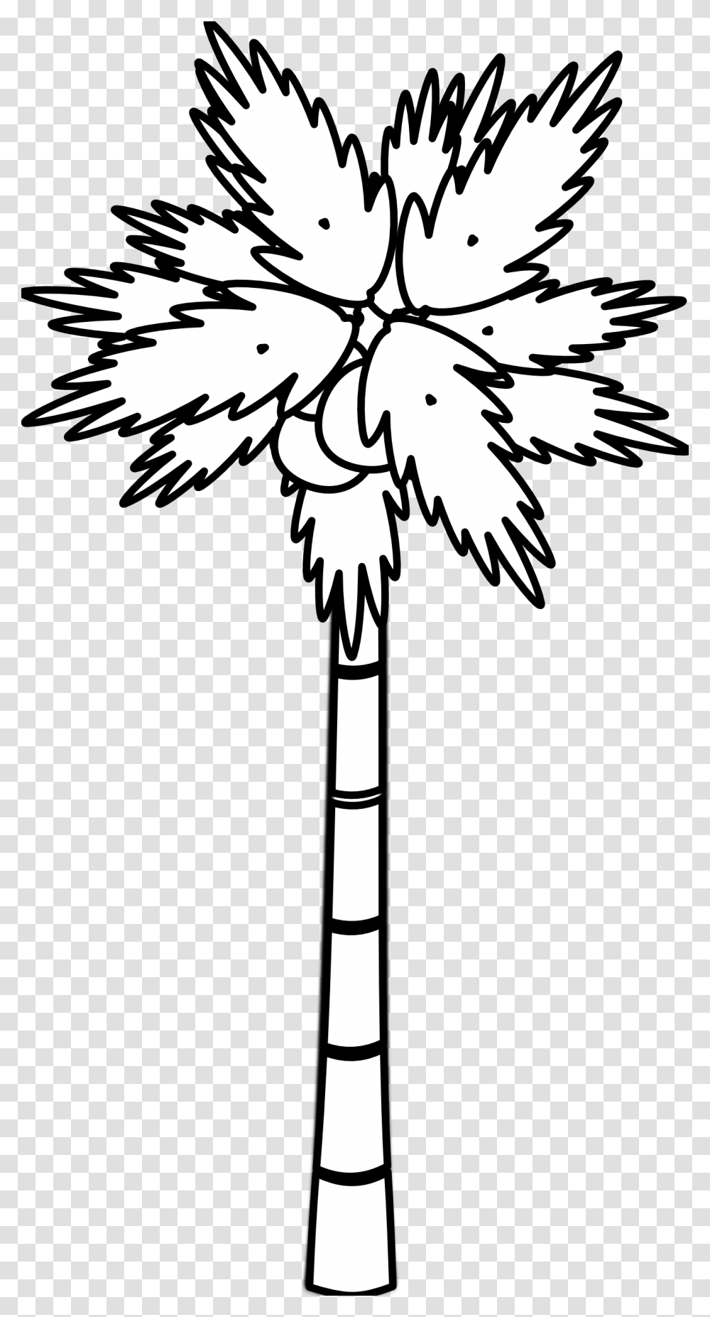 Jungle Trees Clipart 23 555 X 1059 Webcomicmsnet Coconut Tree Clipart Black And White, Symbol, Emblem, Weapon, Weaponry Transparent Png