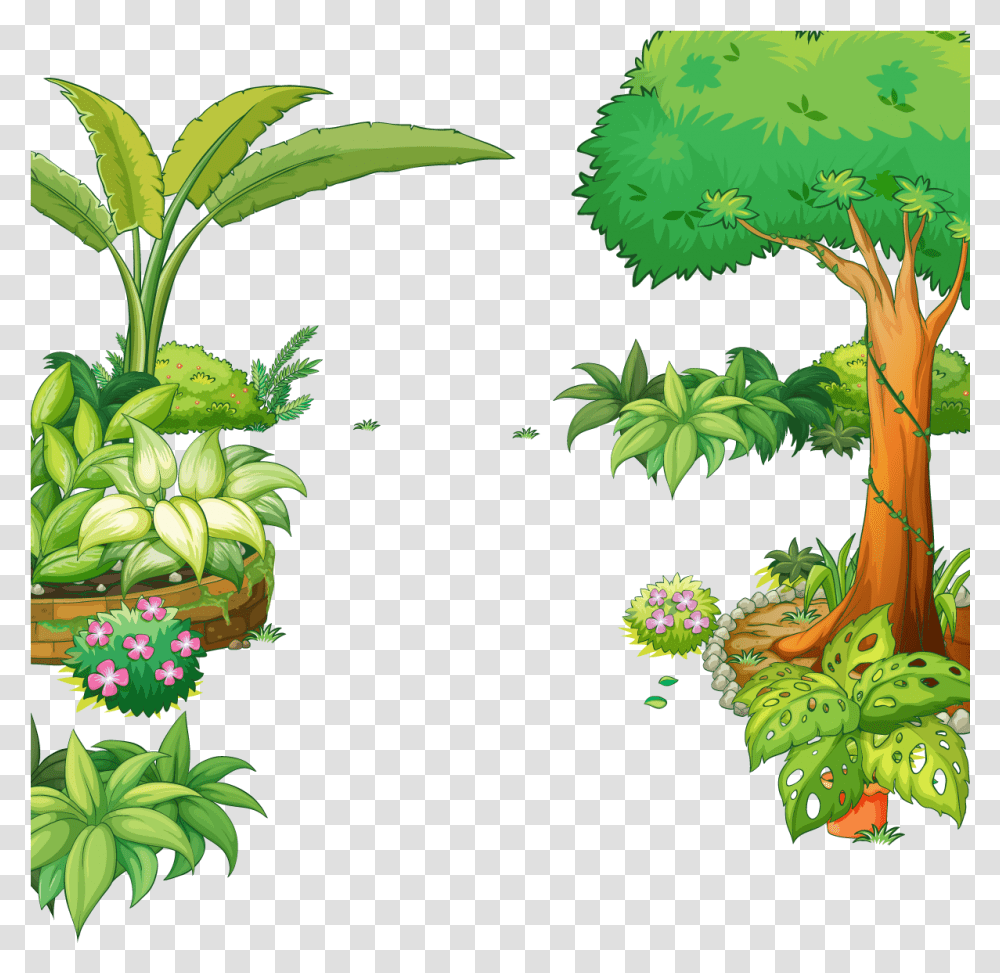 Jungle Vector Free Download, Plant, Vegetation, Tree, Green Transparent Png