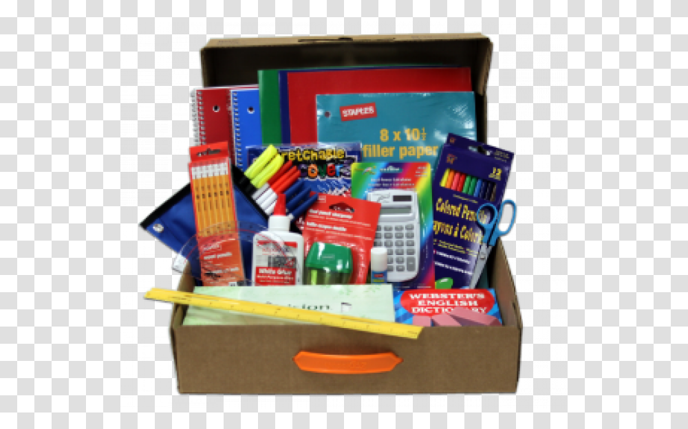 Junior Highhigh School Supply Kit Back To School Supply Kit, Label, Box, Cardboard Transparent Png