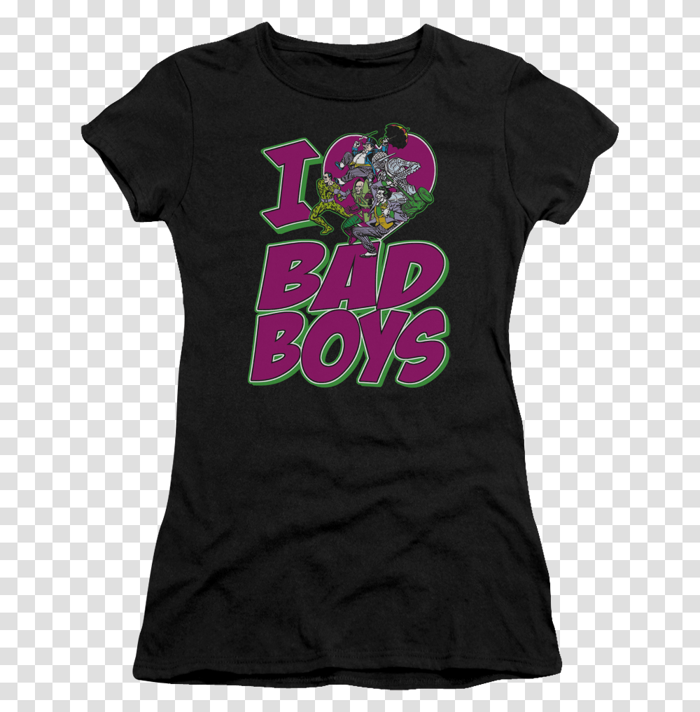 Junior I Love Bad Boys Dc Comics Shirt T Shirt, Apparel, T-Shirt, Person Transparent Png