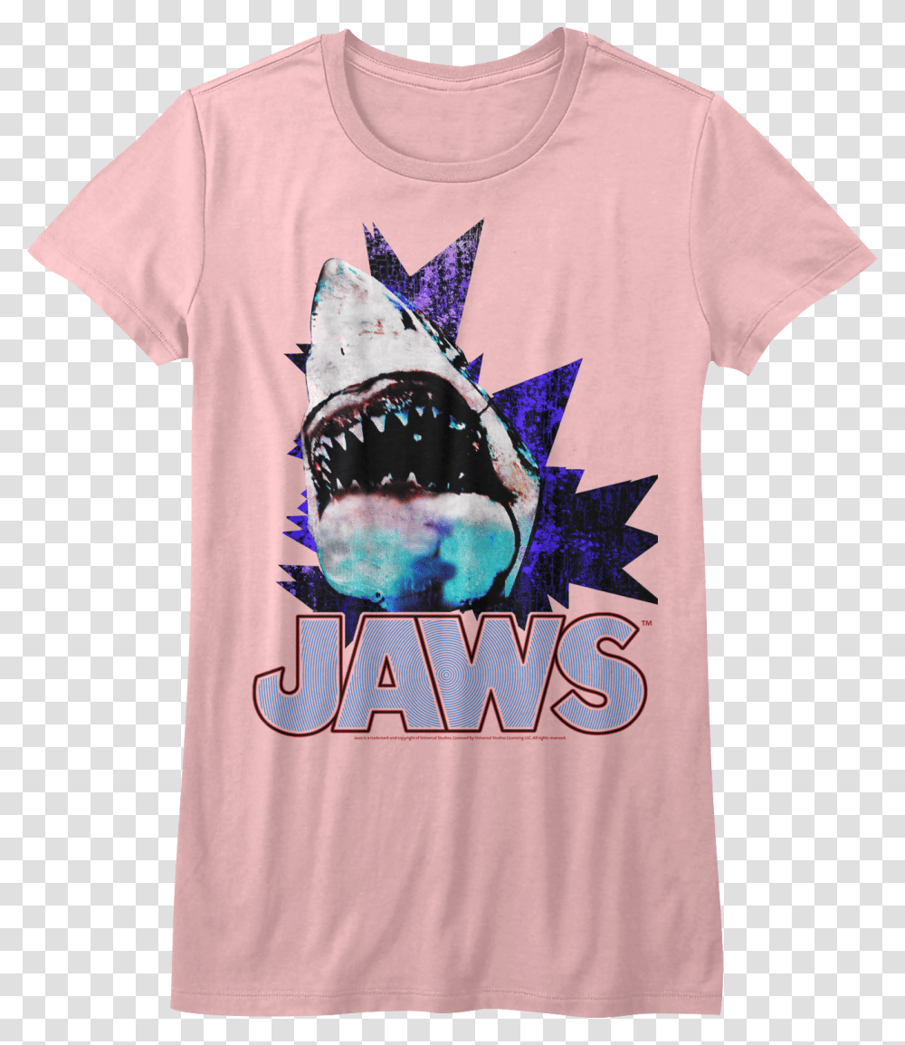 Junior Pink Jaws Shirt Great White Shark, Apparel, T-Shirt, Sleeve Transparent Png