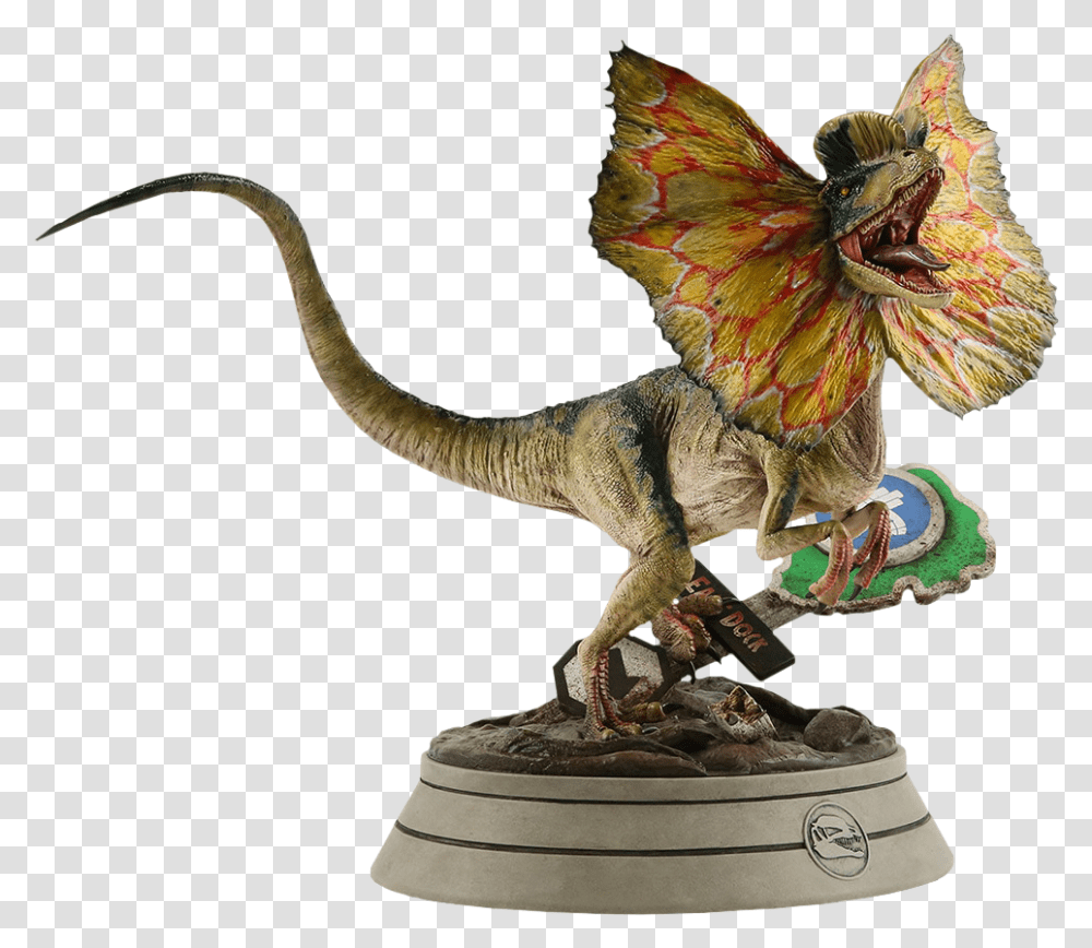 Jurassic Park Dilophosaurus Statue, Dinosaur, Reptile, Animal, Bird Transparent Png