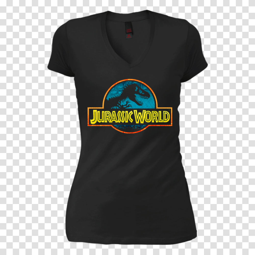 Jurassic Park Jurassic World Logo Womens V Neck T Shirt Fanclub, Apparel, T-Shirt, Sleeve Transparent Png