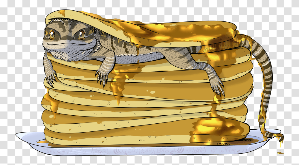 Just A Stack Of Pancakes Covered In Syrup Bearded Dragon Pancake, Reptile, Animal, Lizard, Crocodile Transparent Png