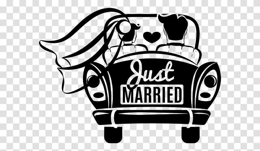 Just Married Just Married Car, Stencil, Lawn Mower, Label Transparent Png