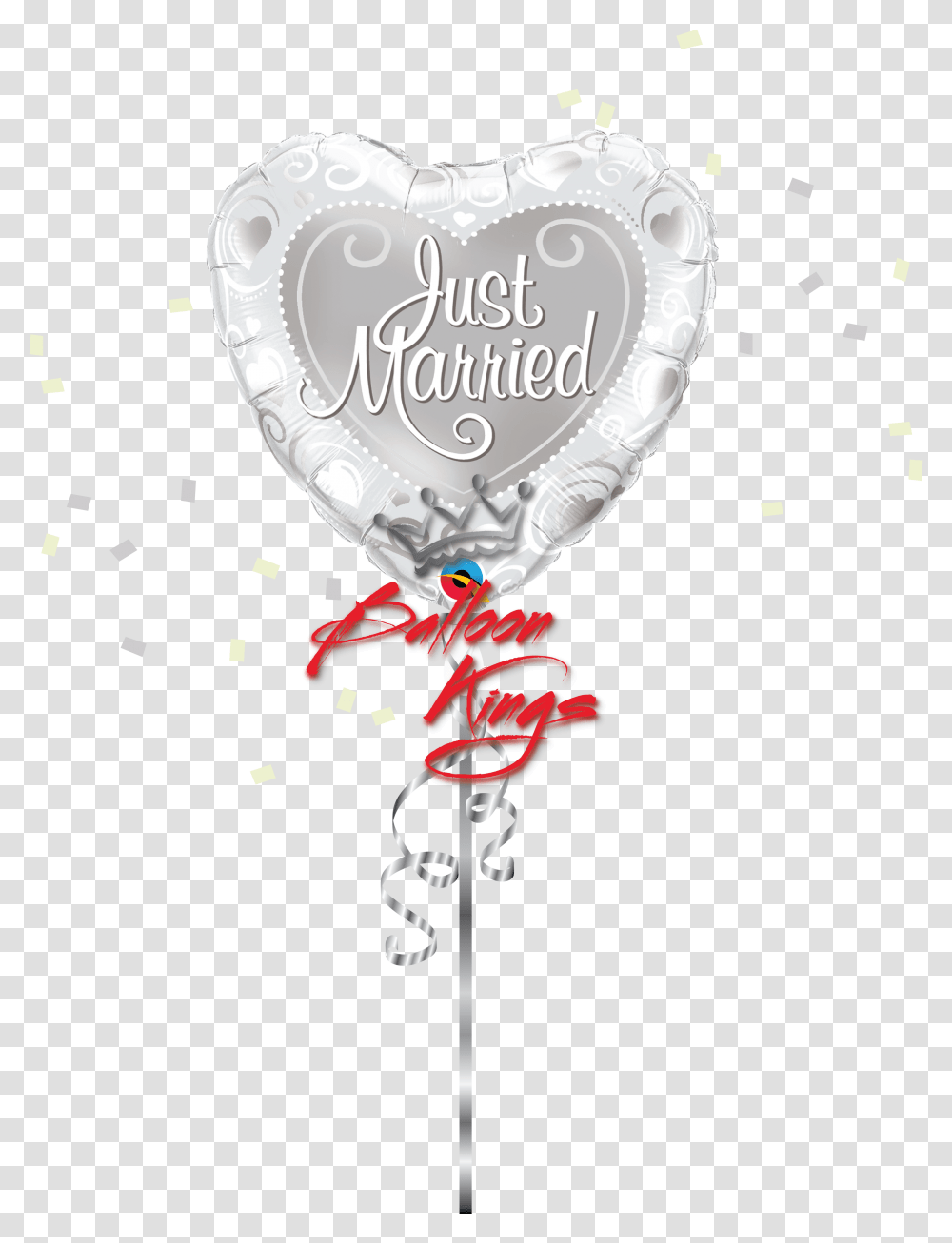 Just Married Silver Hearts Heart, Ball, Balloon, Paper, Confetti Transparent Png