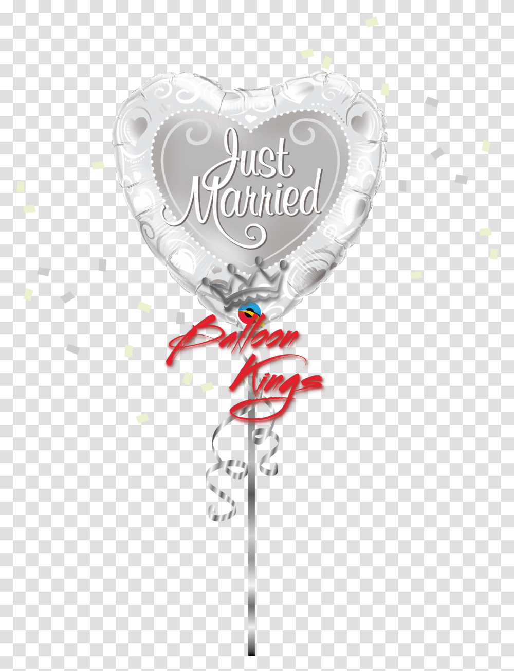 Just Married Silver Hearts Your Wedding Day Ballon, Balloon, Confetti, Paper Transparent Png