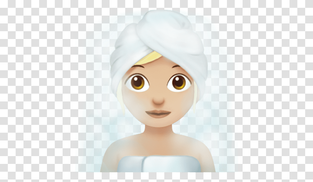 Just Out Of The Shower Woman In Towel Emoji, Doll, Toy, Figurine, Barbie Transparent Png