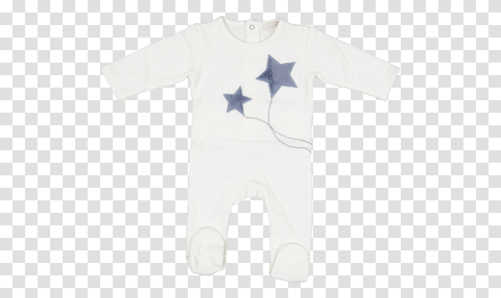 Juste Cle White And Blue Fur Star Footie Star, Sleeve, Apparel, Long Sleeve Transparent Png