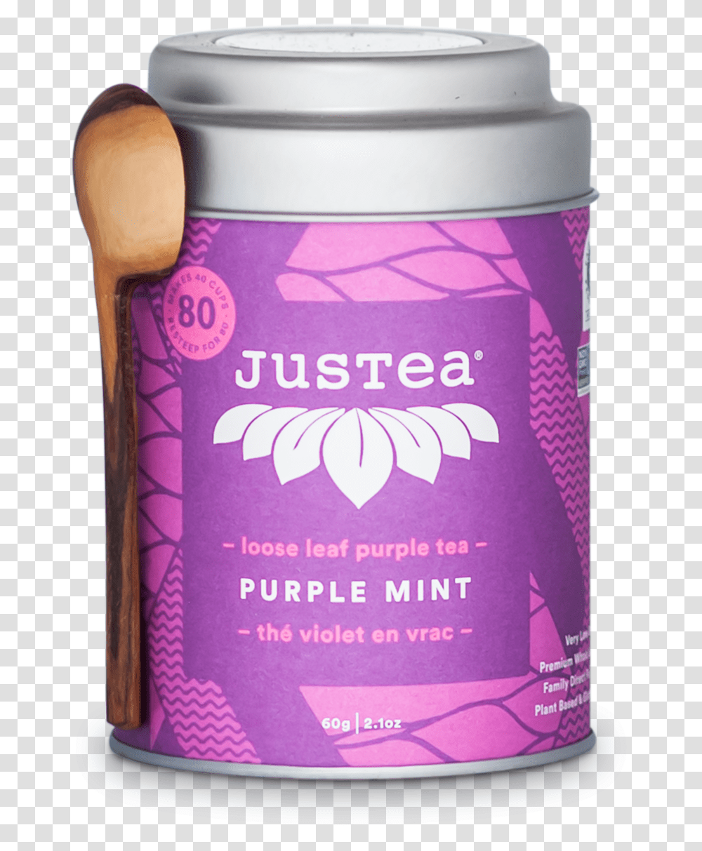 Justea Purple Mint Purple Tea, Spoon, Cutlery, Milk, Beverage Transparent Png