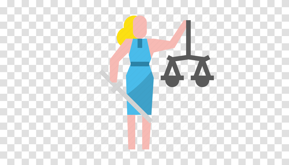 Justice Ladyjustice Law Scales Sword Icon, Female, Dress, Cleaning Transparent Png