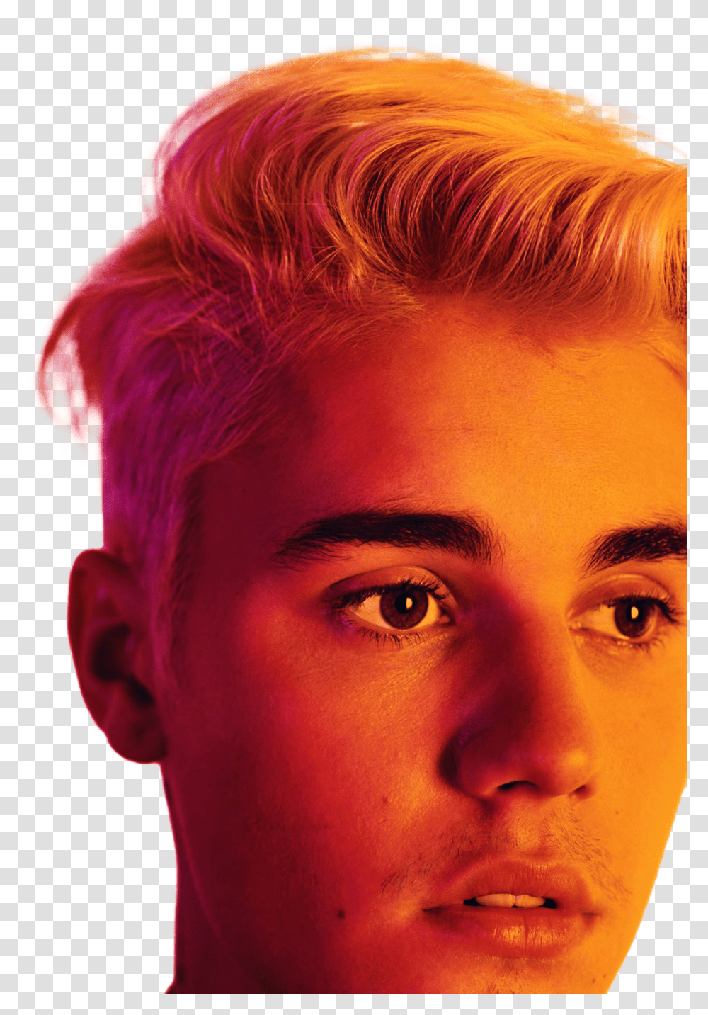 Justin Bieber Beliebers Jb Baby Orange Pink Letmeloveyo Photoshoot Justin Bieber Id Magazine, Face, Person, Head, Mouth Transparent Png