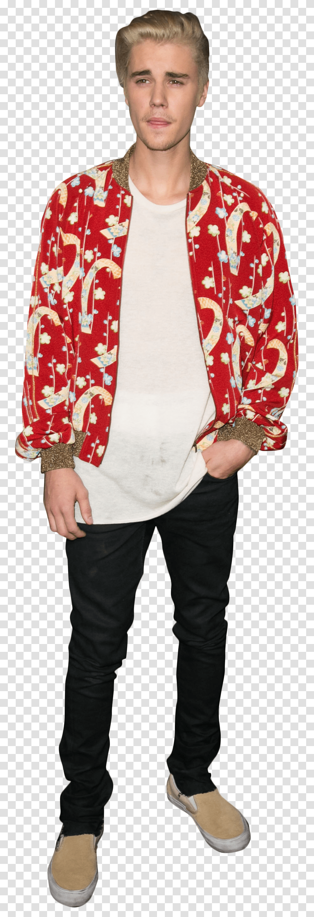 Justin Bieber Dressed In A Red Shirt Image, Sleeve, Home Decor, Person Transparent Png