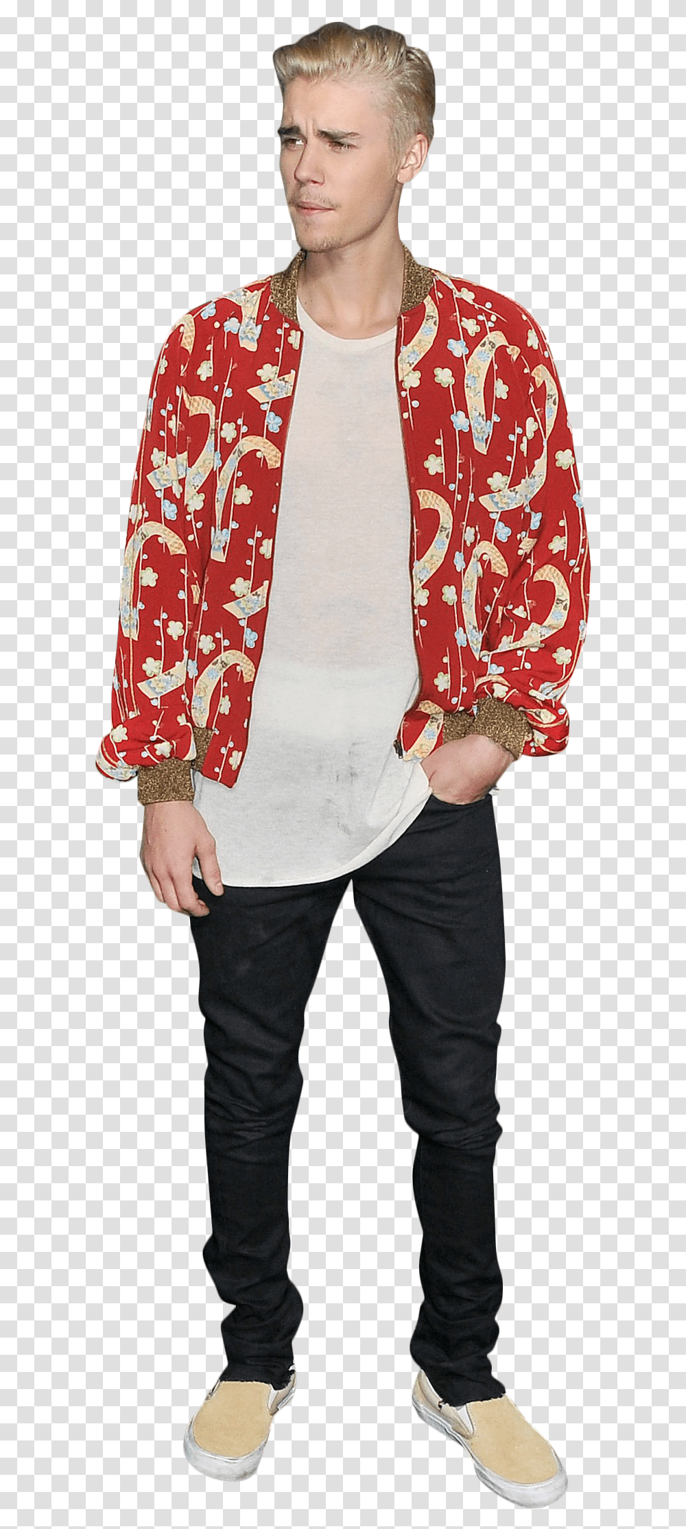 Justin Bieber Dressed In A Red Shirt Image, Sleeve, Long Sleeve, Person Transparent Png