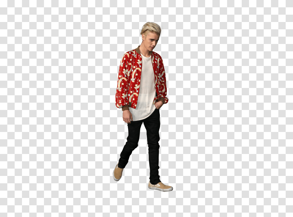 Justin Bieber Dressed In A Red Shirt, Person, Man, Sleeve Transparent Png