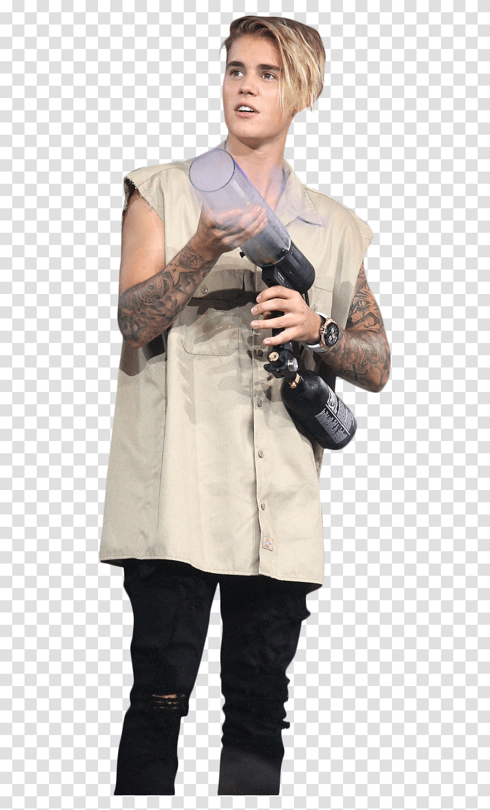 Justin Bieber Holding Gas Canone Image Justin Bieber Caroon, Skin, Person, Human, Tattoo Transparent Png