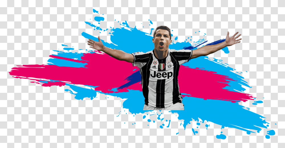 Juventus Colorful Cristiano Ronaldo Fifa, Person, Paper, Poster, Advertisement Transparent Png