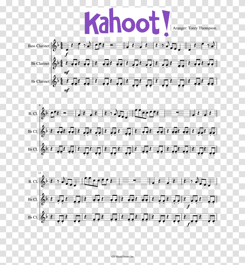 Kahoot For Clarinet Trio Kahoot Sheet Music Alto Sax Kahoot Alto Sax Sheet Music Transparent Png