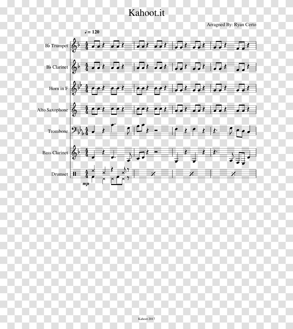 Kahoot Trumpet Sheet Music, Gray, World Of Warcraft Transparent Png