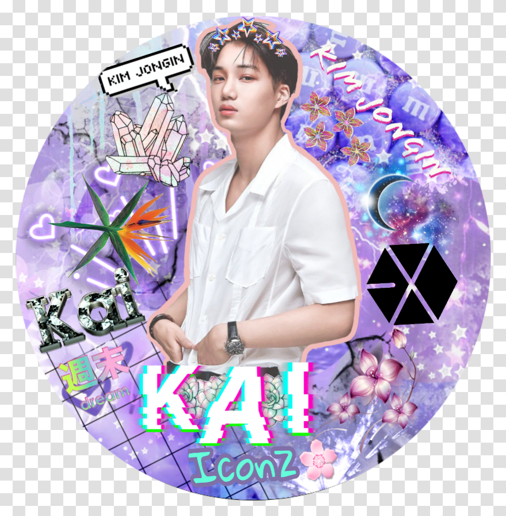 Kai Exo Icon Download Purple Icons Aesthetic, Person, Human, Collage, Poster Transparent Png