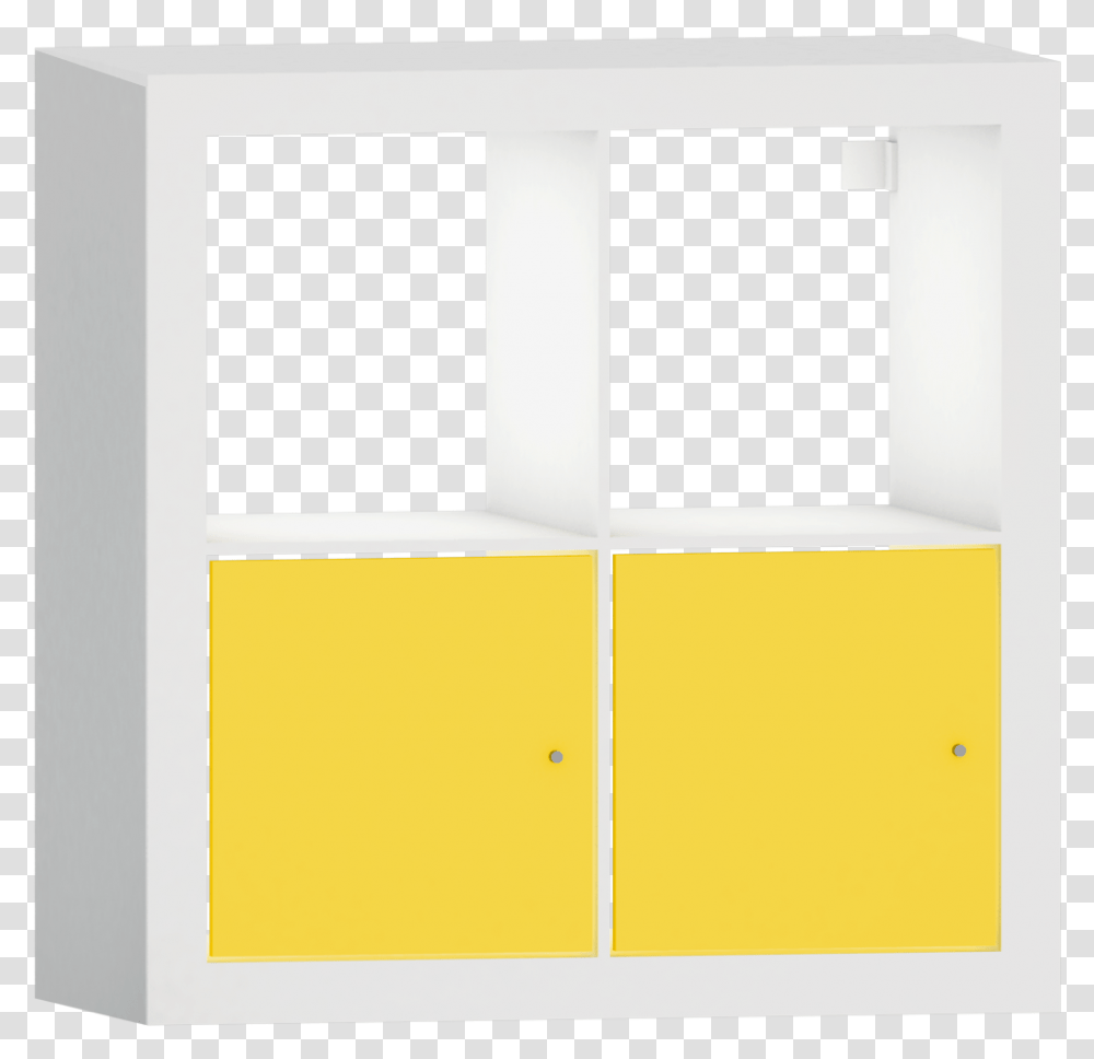 Kallax Shelf With Doors White Yellow Square 3d View Room, Outdoors, Nature, Window Transparent Png