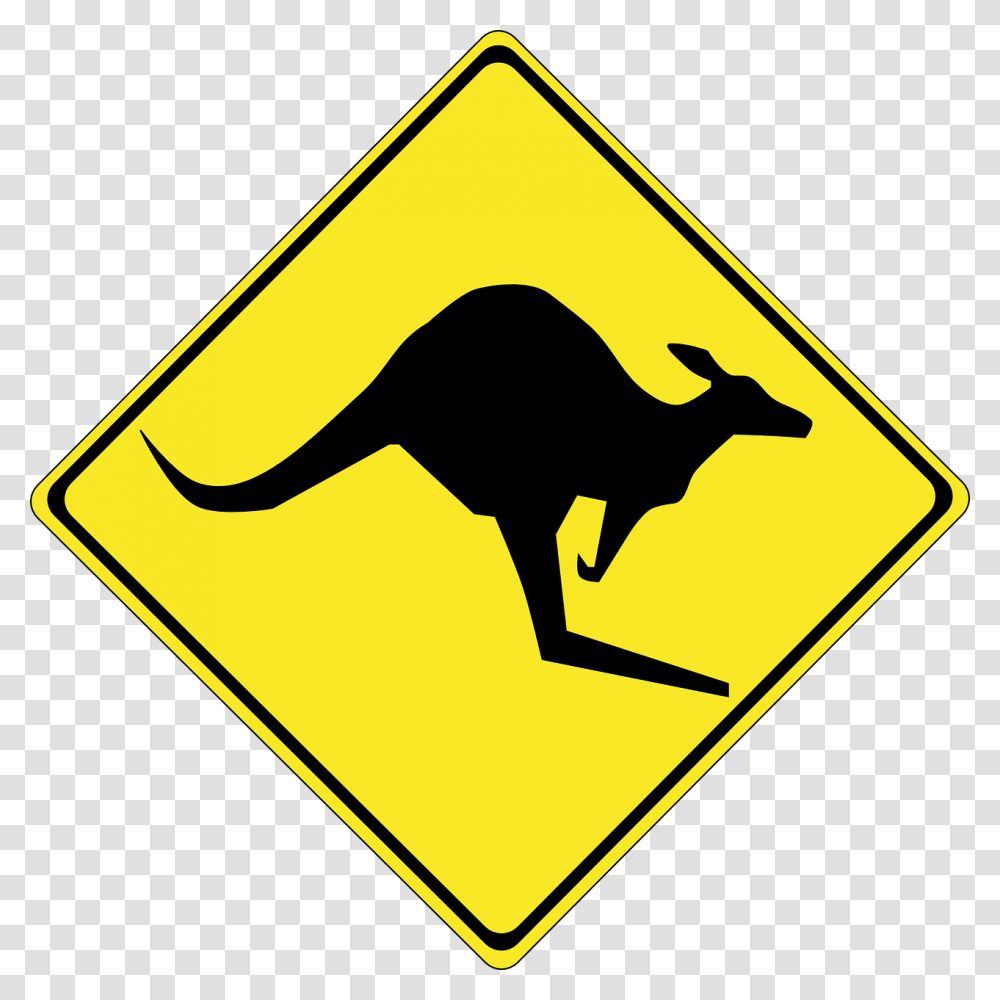 Kangaroo Animal Australia Free Photo Kangaroo Clipart, Sign, Road Sign, Mammal Transparent Png