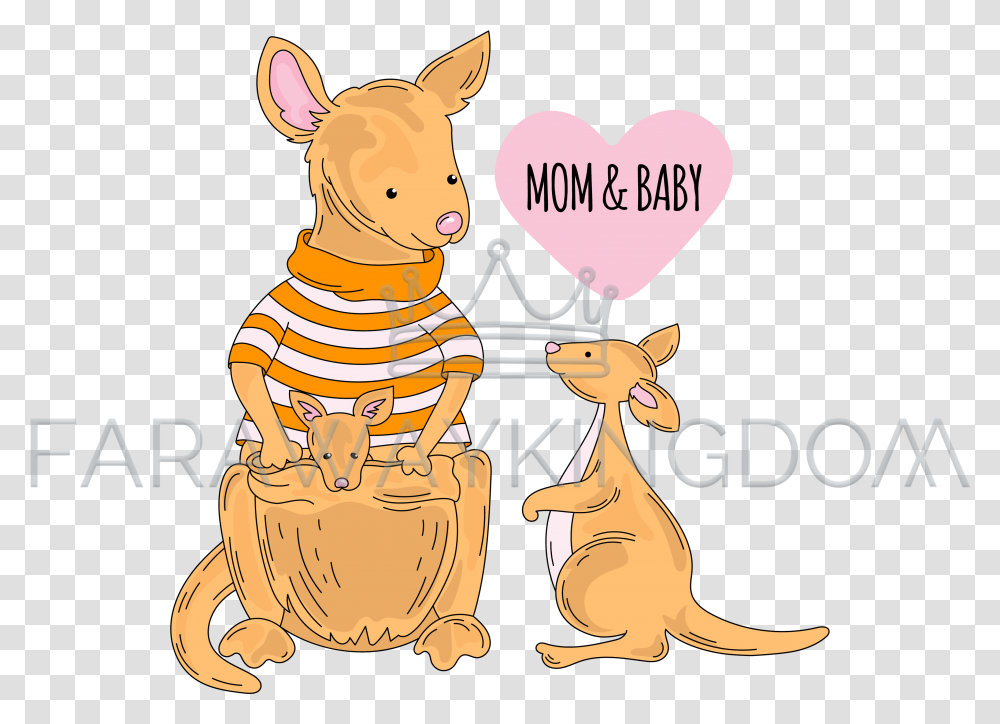 Kangaroo Baby Australian Animal Cartoon Vector Illustration Set Background, Mammal, Wallaby Transparent Png