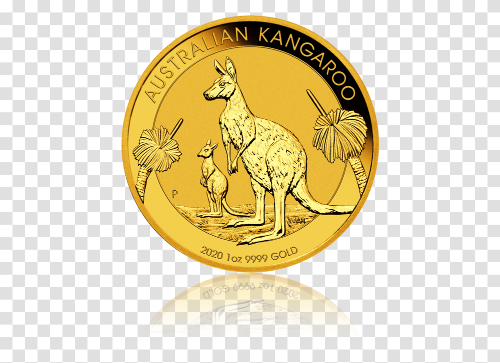 Kangaroonugget 2020 Australia 1 Oz Gold Coin Australian Kangaroo Gold Coin 2020, Bird, Animal, Money, Mammal Transparent Png