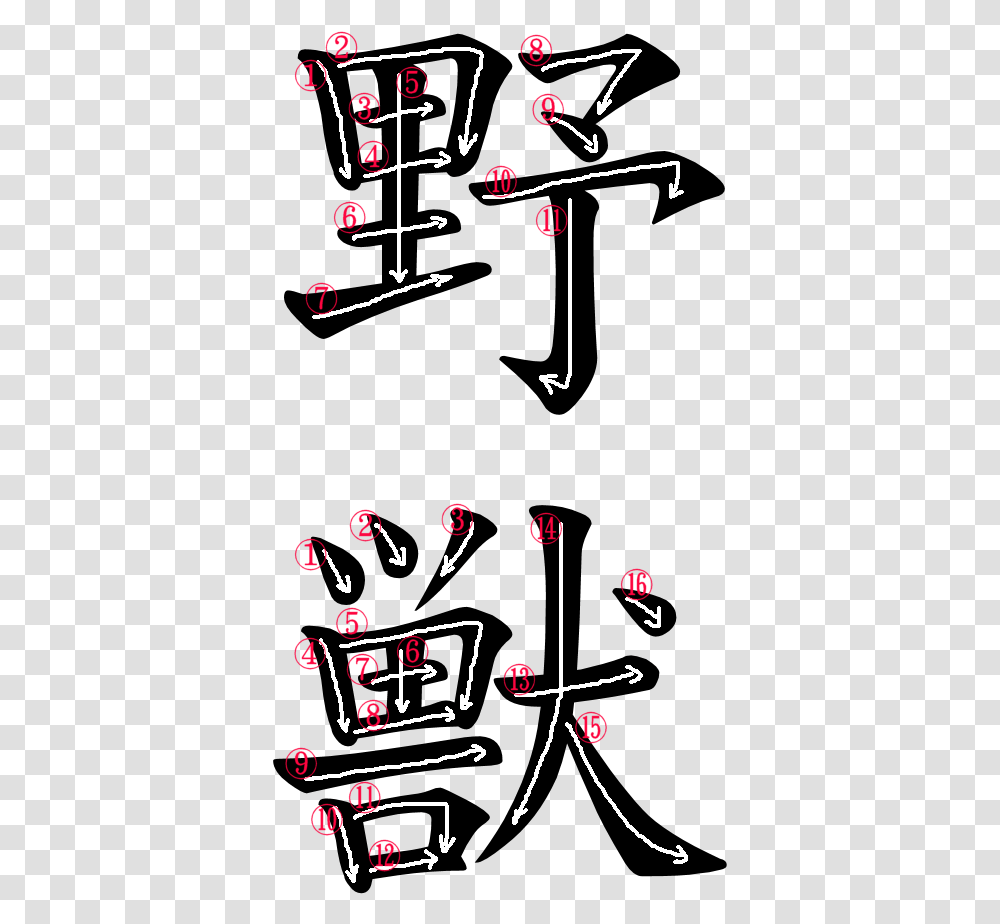 Kanji Stroke Order For Beast In Japanese Kanji, Number, Plot Transparent Png