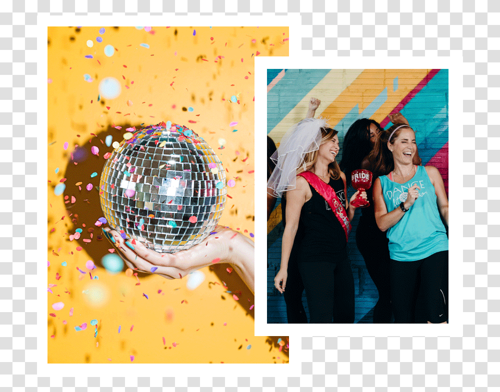 Kansas City Party Ideas Confetti And Disco Ball, Person, Human, Collage, Poster Transparent Png