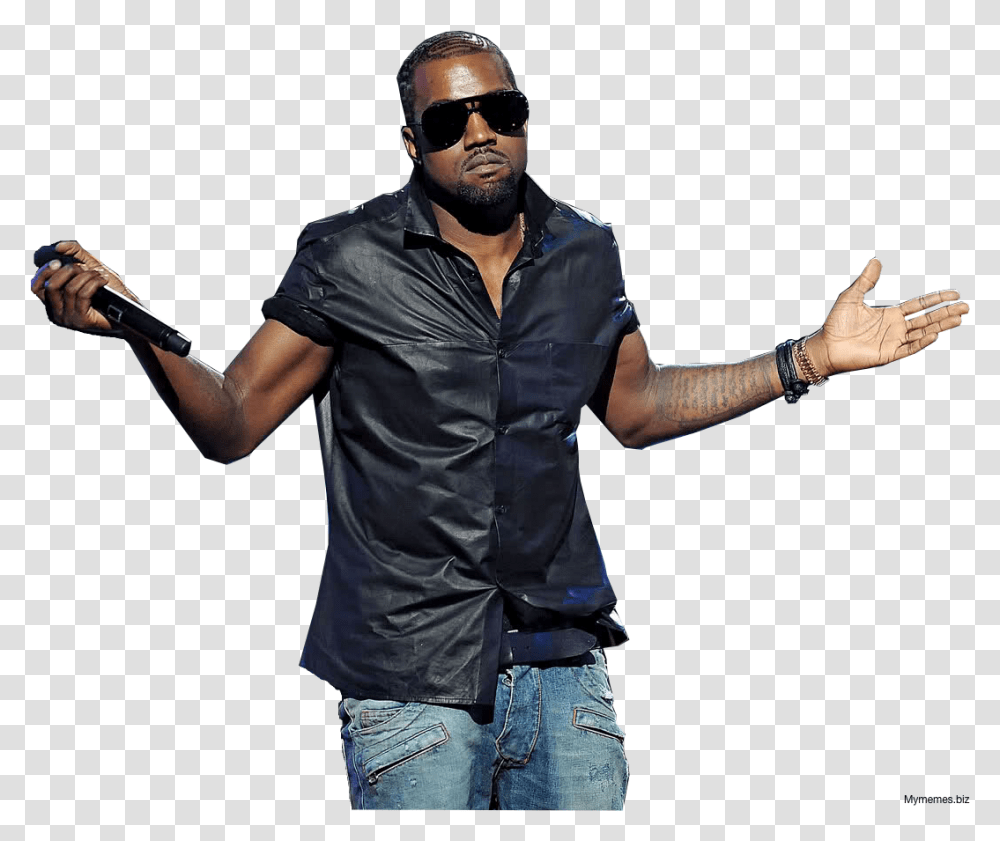 Kanye Shrug Clipart Kanye Happy Birthday Meme, Person, Human, Microphone, Electrical Device Transparent Png