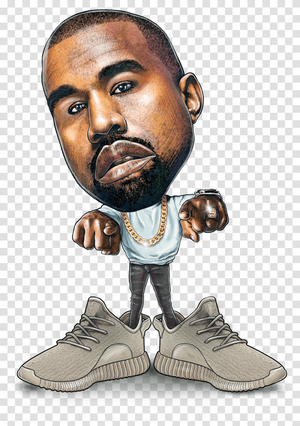 Kanye West Cartoon, Shoe, Footwear, Person Transparent Png