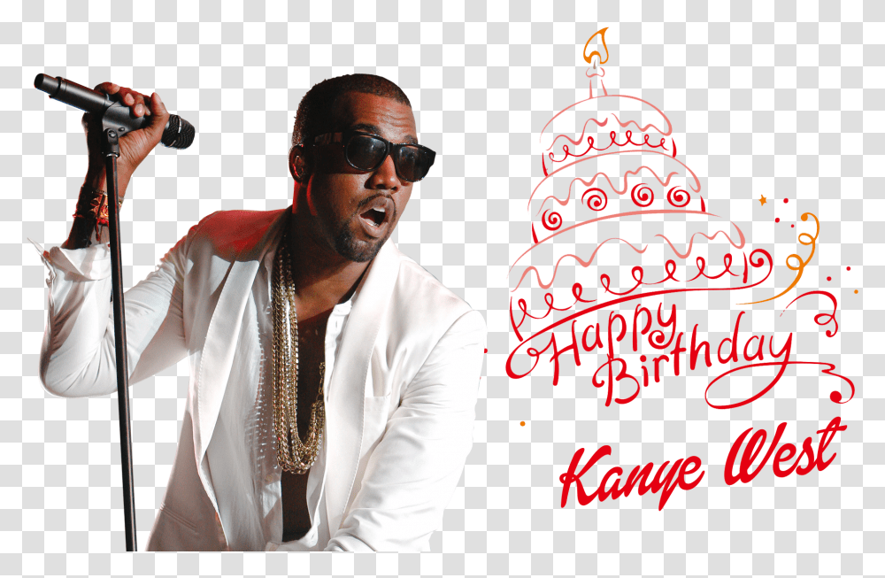 Kanye West File Happy Birthday Angel, Person, Sunglasses, Accessories, Microphone Transparent Png